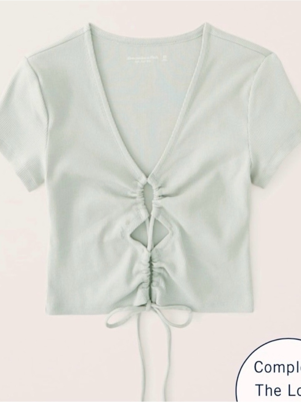 Abercrombie & Fitch Mint Ribbed Tie-Front Crop Top